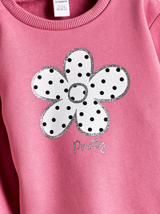 Bisiklet Yaka Bask?l? K?z ?ocuk Sweatshirt