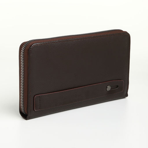 Портмоне-клатч мужской на молнии TEXTURA, коричневое