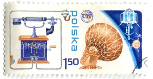 Марка 100 лет изобретению телефона 1973 год Польша