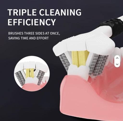 3-сторонняя зубная щетка OralGos со спиральной зауженной мягкой щетиной и изогнутой 3D-головкой, удобное Очищение рта на 360 градусов