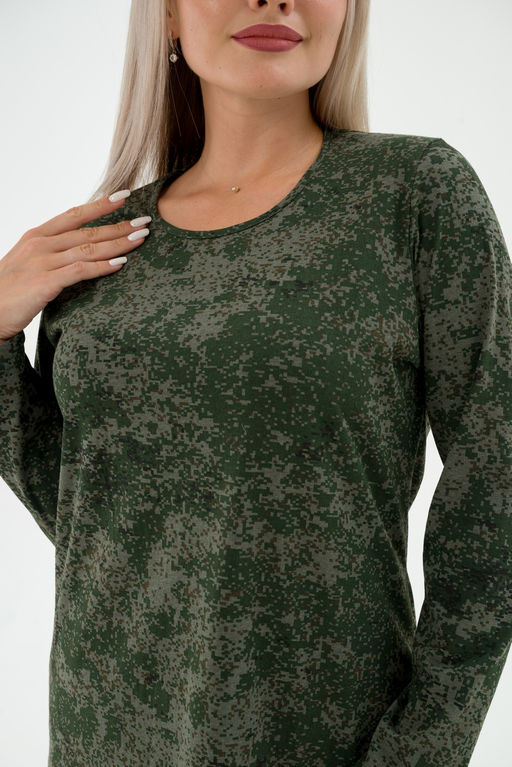 Футболка женская длинный рукав из кулирки цифра зеленый - Амадэль фото 8