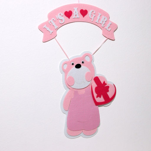 Украшение на гендер пати «Подвеска Мишка It&apos;s a Girl», 30.5×30.5×49 см, розовое