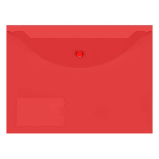 Цена за 2 шт. Пластиковый конверт INFORMAT А4, на кнопке, с карманом, прозрачный 150 мкм, красный