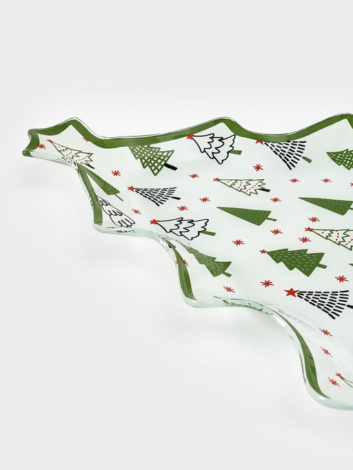 Блюдо сервировочное новогоднее Доляна Ёлочка, 24.5?24.7?2 см, стекло, белое