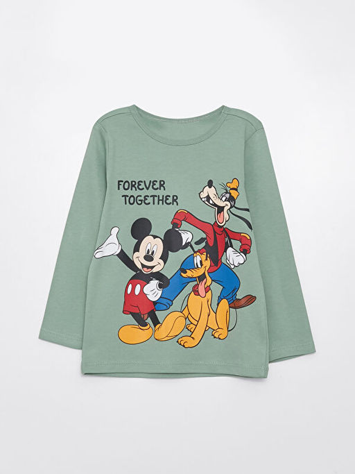 Bisiklet Yaka Uzun Kollu Mickey Mouse Bask?l? Erkek Bebek Pijama Tak?m? - Waikiki фото 2