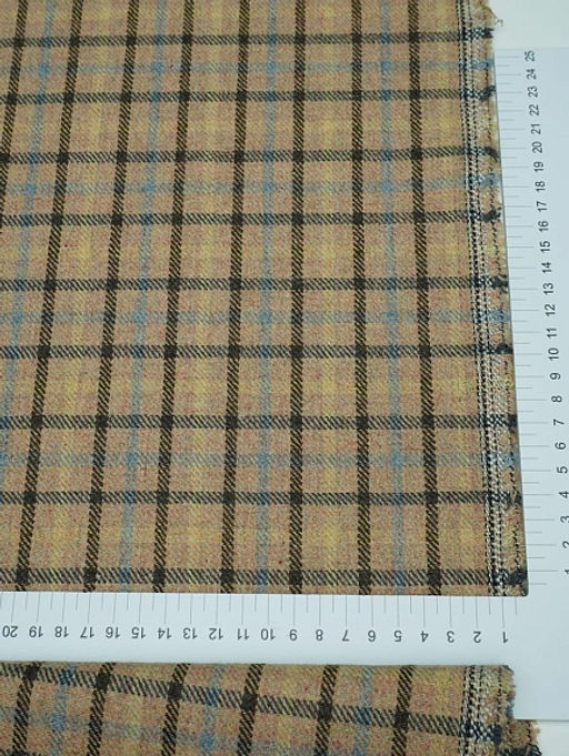 Шерсть пальтово-костюмная Твид Клетка цв.песочный, ш.1.5м, шерсть-20%, п/э-80%, 340гр/м.кв - Купава фото 14