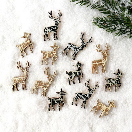 Новогодний декор «Олень», с подсветкой, 8×12.5 см, набор 12 шт.