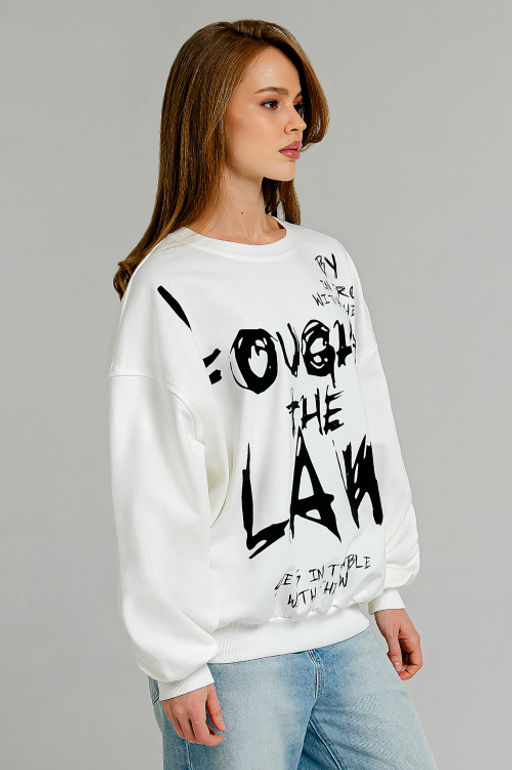 Арт. 15134 Свитшот женский оверсайз 46-52 (4 шт) Цвет:молочный