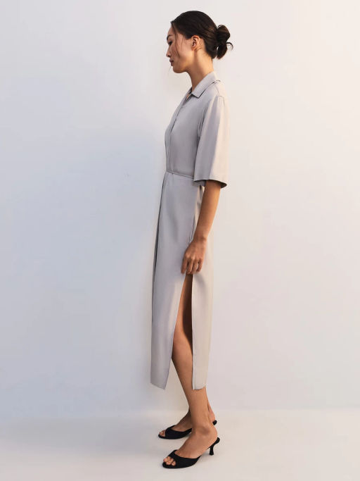 Льняное платье-рубашка с поясом ZR2605012904-36 / Zarina