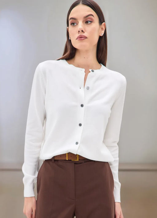 K13002 Кардиган (вязаный трикотаж) БЕЛЫЙ