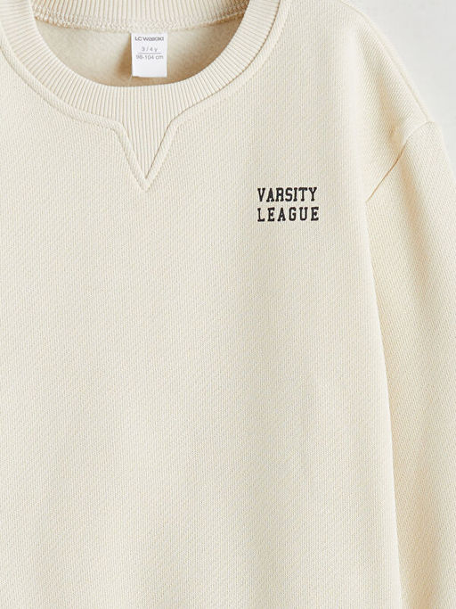 Bisiklet Yaka Bask?l? Erkek ?ocuk Sweatshirt