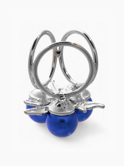 Кольцо для платка «Черничка», синее в серебре