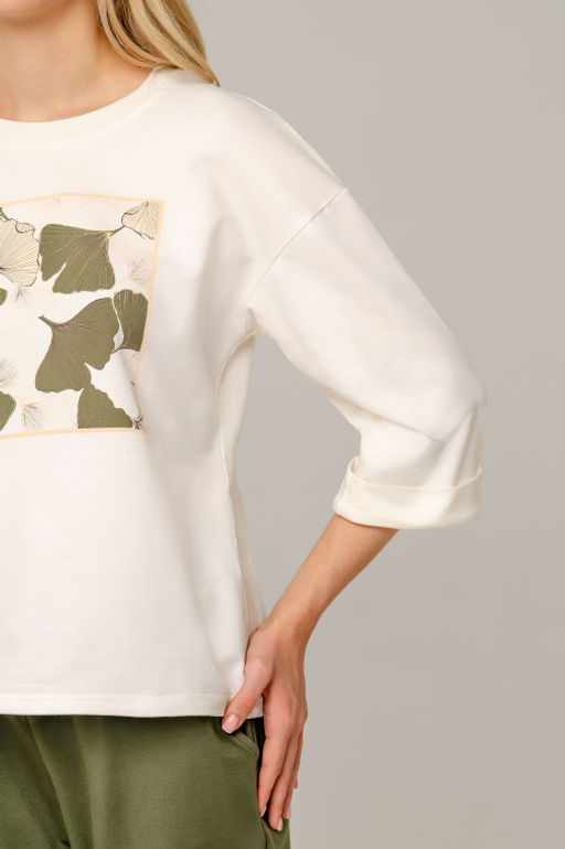 Арт. 10807 Пижама с брюками 44-52 (5 шт) Цвет:верх-молочный,низ-полынь - Калинка фото 21