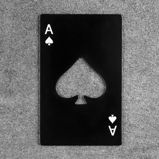 Цена за 2 шт. Карта-открывашка "Туз козырный", 8,5 х 5,5 см, черная