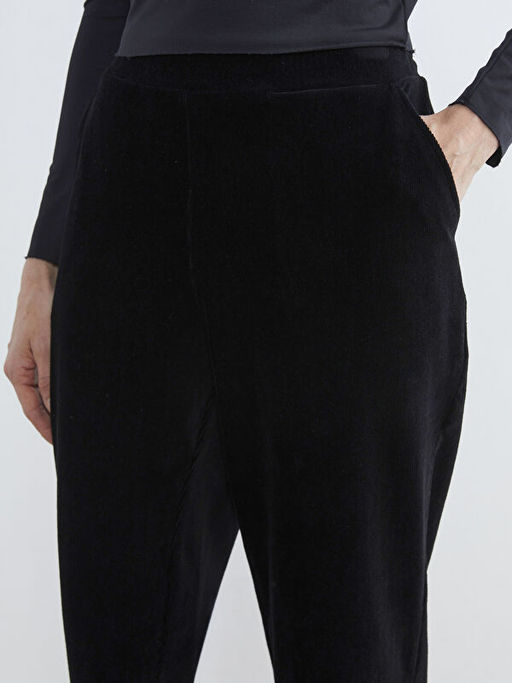 Beli Lastikli Kadife Kad?n Pantolon