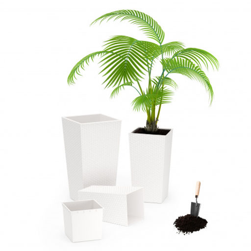 Кашпо напольное Ротанг 340х320х615мм (со вставкой)(белый) М7128 - Альтернатива фото 7