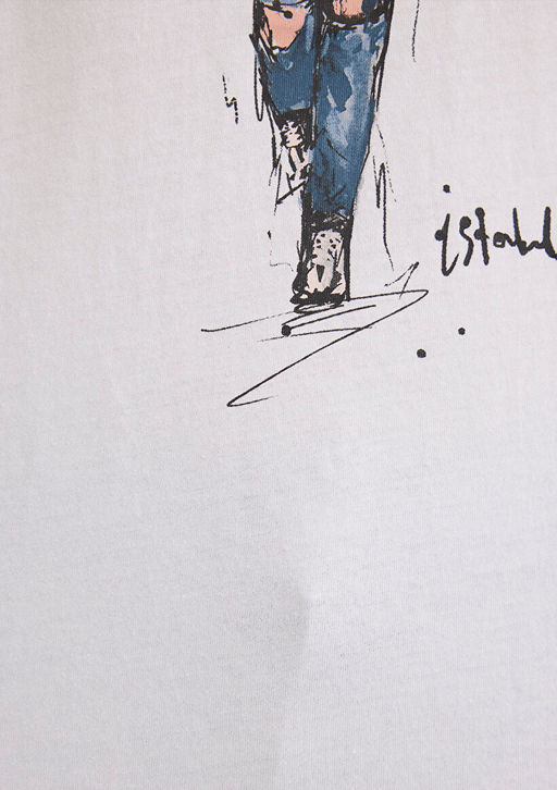 Denim K?z Bask?l? Beyaz Istanbul Tisort - Mavi фото 7