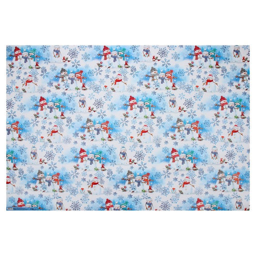 Цена за 10 шт. Бумага упаковочная глянцевая Снеговички, 70 100 см - Дарите счастье фото 4