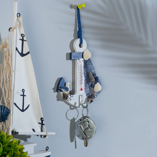 Термометр домашний настенный с крючком «Якорь с чайкой», 12×9.5×2.5 см