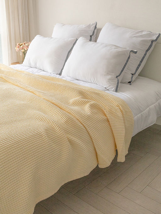 Покрывало вафельное 175x200 молочный 100% Хлопок - Denastia фото 3