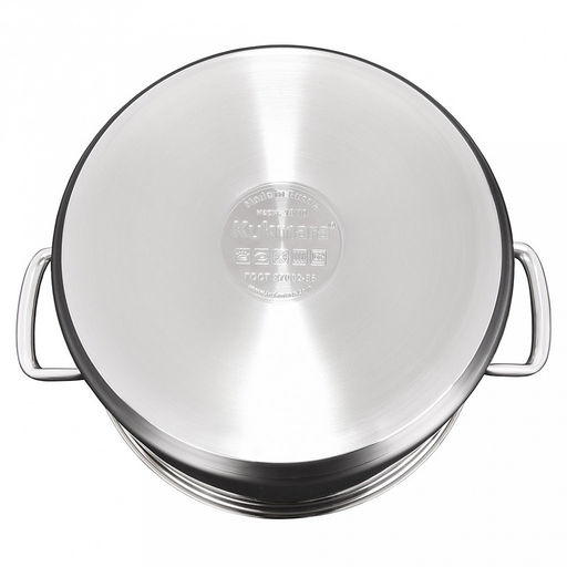 Кастрюля из нержавеющей стали "Leon" 9л, д26см, h25,8см, дно д24,5см, s0,8мм, стеклянная крышка, плоское, утолщенное дно, ТРС (теплораспределительный слой), нержавейка AISI 304 (18/10) (Россия) Подходит для всех видов плит, включая индукционную.