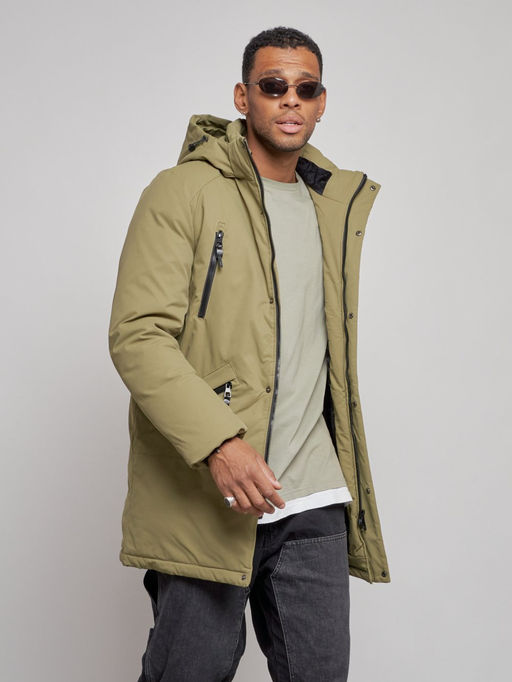 Парка мужская зимняя удлиненная молодежная зеленого цвета 8305Z - Wonderrman фото 7