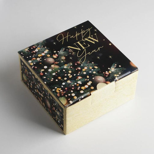 Цена за 2 шт. Коробка подарочная новогодняя складная Present, 15×15×7 см, Новый год