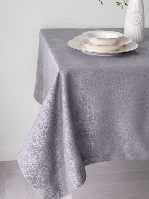 Скатерть жаккардовая 160x250 серый полиэстер - Denastia фото 2