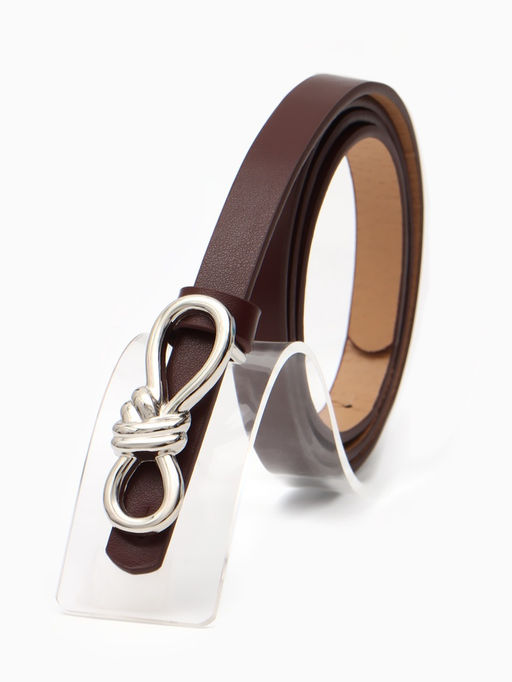 Ремень женский «Бант», серебристая пряжка, 1.5×110 см, гвоздик, коричневый