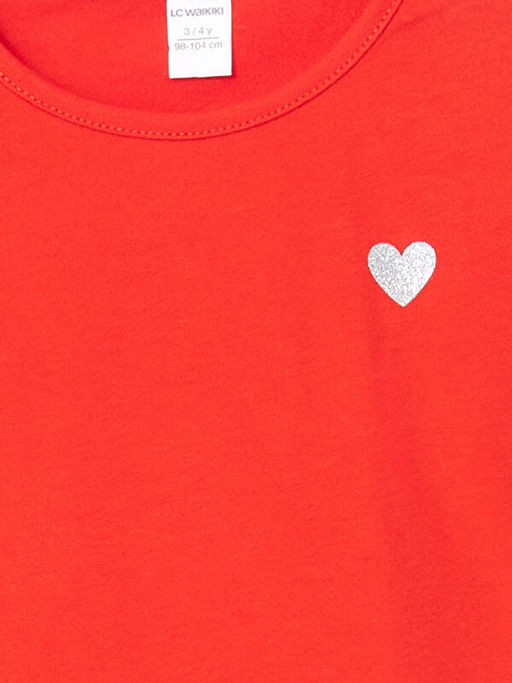 Bisiklet Yaka Bask?l? K?z ?ocuk Ti??rt