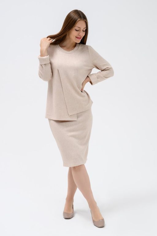 Юбка трикотажная прямая бежевая - Odis фото 3
