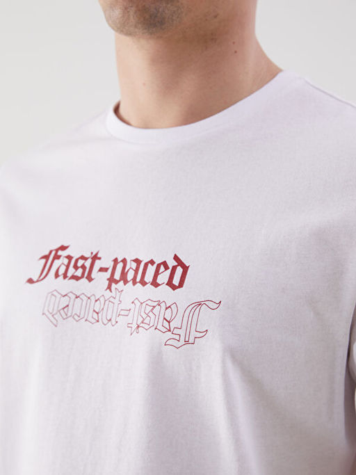 Bisiklet Yaka K?sa Kollu Bask?l? Penye Erkek Ti??rt