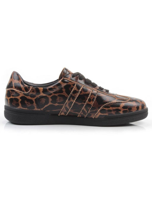 03-B6C-7PC BROWN/LEOPARD Кеды женские (натуральная кожа)