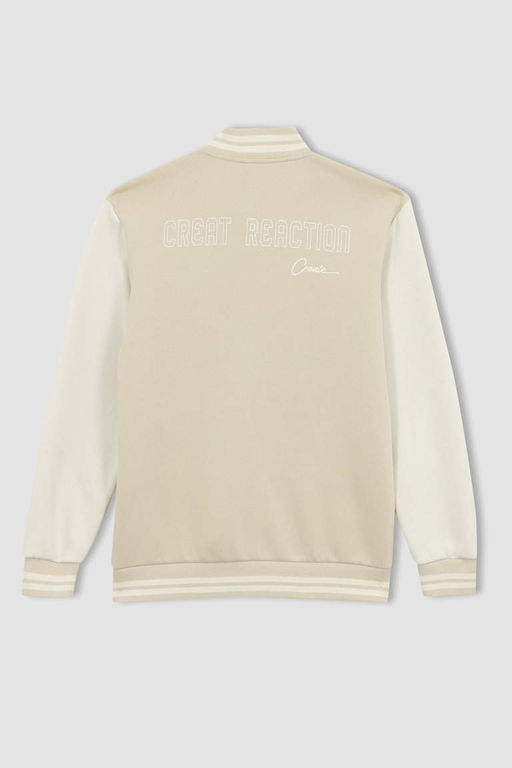 Мягкий пушистый кардиган обычного кроя с воротником-бомбером и принтом на спине - Defacto фото 9