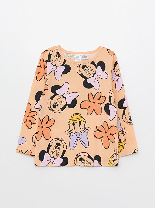 Bisiklet Yaka Uzun Kollu Minnie Mouse Bask?l? K?z Bebek Pijama Tak?m? - Waikiki фото 2