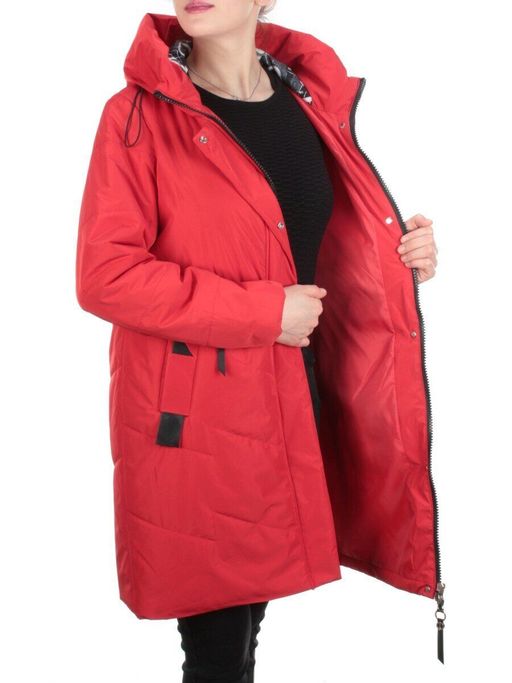 Z619-1 RED Пальто демисезонное женское (100 гр. синтепон) - Фабричный китай фото 8