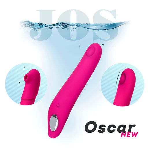 Стимулятор 2 в 1: с пульсацией и вакуум-волновой стимуляцией JOS Oscar, силикон, розовый, 20,5 см