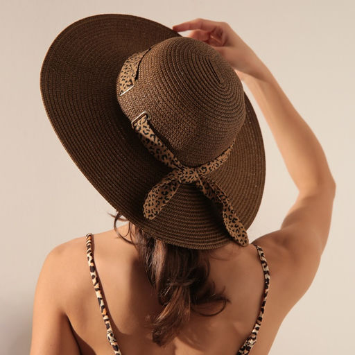 Шляпа женская MINAKU Leopard с лентой, коричневая, размер 56-58