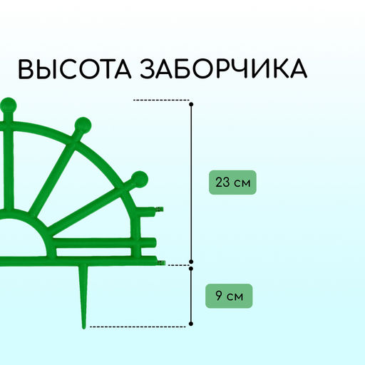 Ограждение декоративное, 32×280 см, 7 секций, пластик, зелёное, «Штурвал»