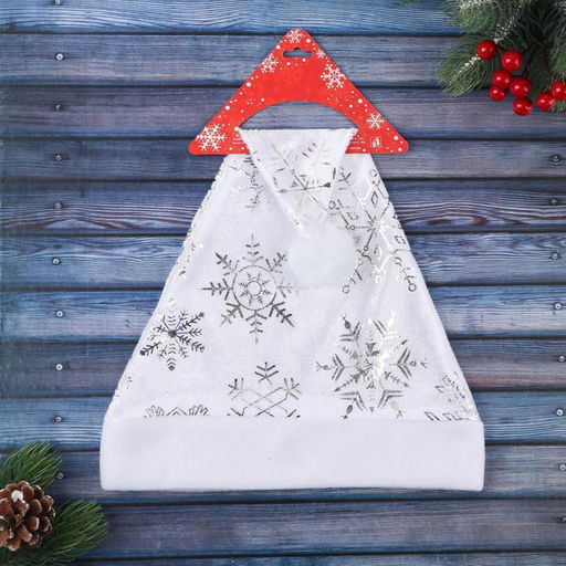 Колпак новогодний Белый со снежинками 28х38 см, белый - Зимнее волшебство фото 3