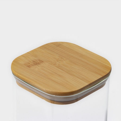 Банка для сыпучих BellaTenero «Эко. Квадратная», 1.5 л, 10×21 см, с бамбуковой крышкой, стекло, прозрачная