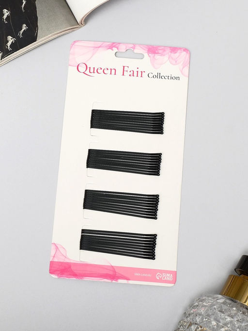 Цена за 3 шт. Невидимки для волос «Гладкие», набор 36 шт., 6 см, чёрные