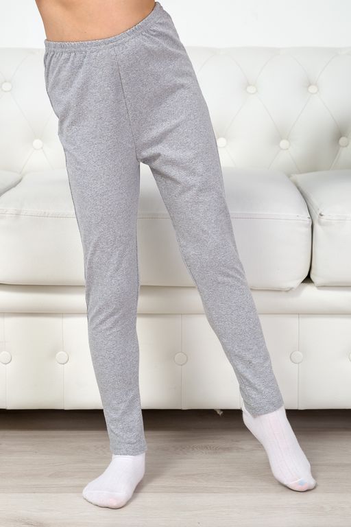 Легинсы подростковые из кулирки с лайкрой серый меланж - Амадэль фото 3
