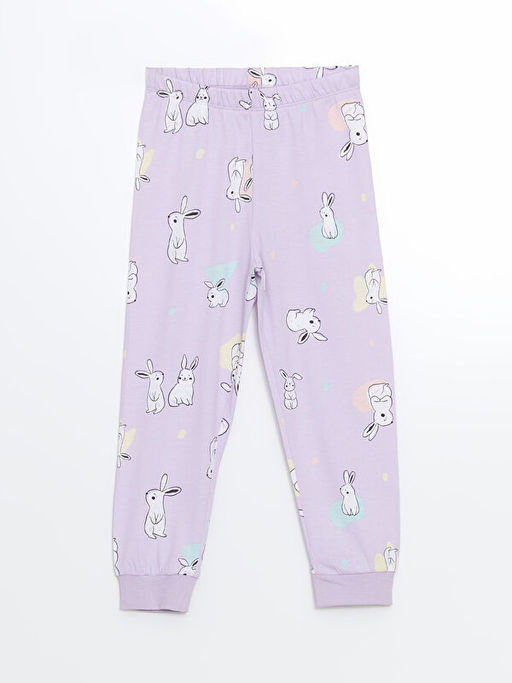 Bisiklet Yaka Uzun Kollu Bask?l? K?z Bebek Pijama Tak?m?