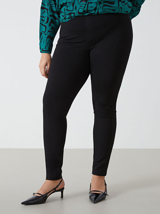 Kad?n Beli Lastikli D?z Tayt Pantolon