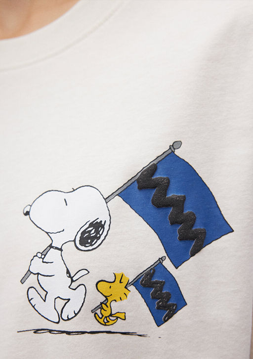 Snoopy Bask?l? Beyaz Tisort - Mavi фото 6