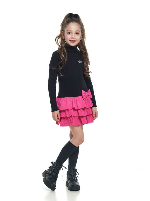 Платье комбинированное из кашкорса UD 6079 черный/малина - Mini maxi фото 4