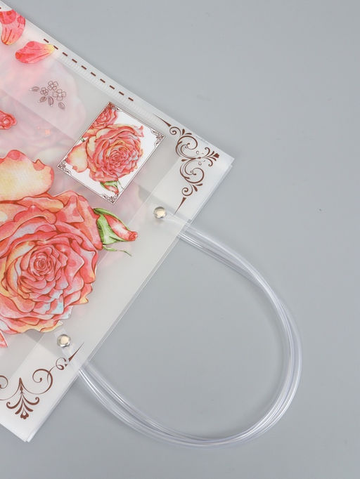 Пакет подарочный прозрачный, "Розы", 22 х 10 х 24 см
