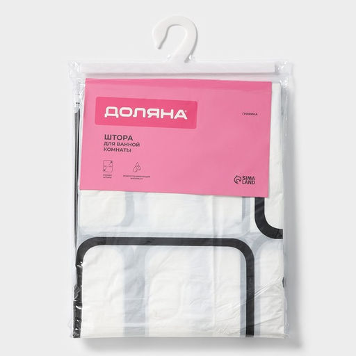 Штора для ванной Доляна «Графика», 180×180 см, PEVA