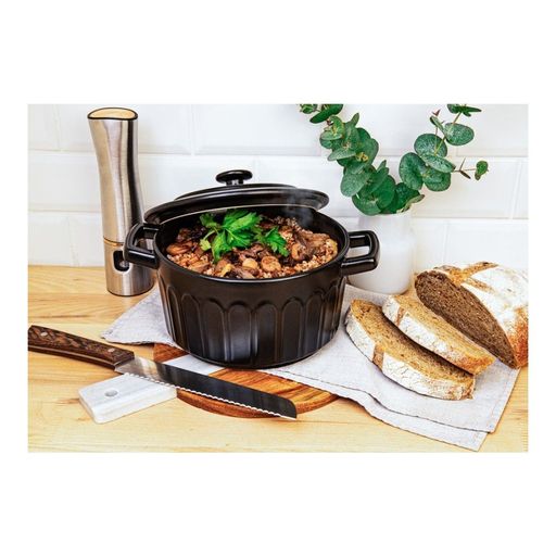 Кастрюля керамическая с крышкой Walmer Home Chef, 1.9 л, цвет черный  фото 6